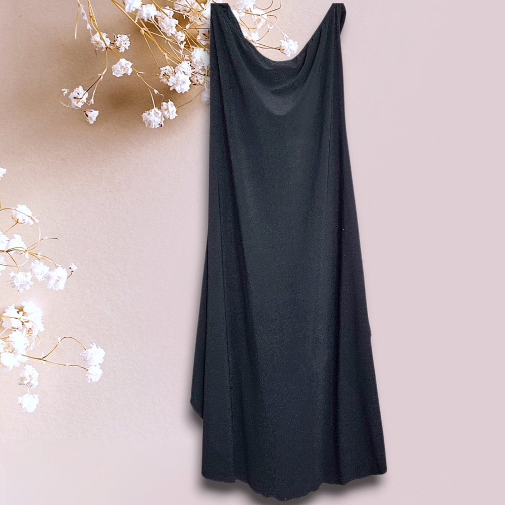 Sabora Black strapless midi dress w silver floral embroidery high-low hem Size L - Picture 7 of 9